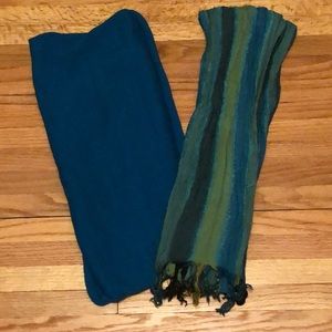 Blue and green scarf bundle
